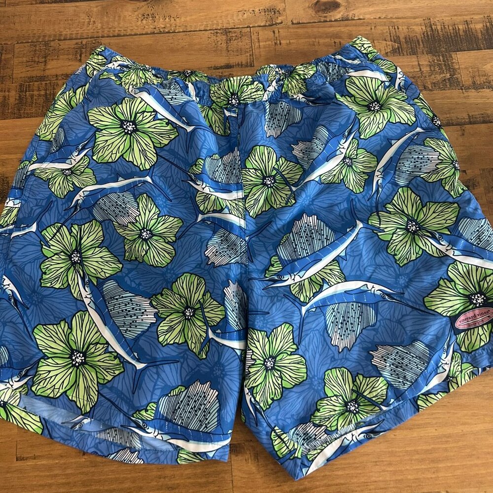 Swim Trunks, Vineyard Vines, Blue, Marlins, Size L